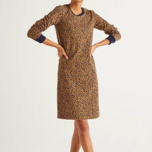Boden Dresses & Skirts - Boden Leopard Print Shift Dress Women's US 6R Animal Print Long Sleeves Comfy